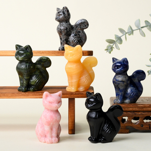 Esculturas de Cristal Curativas de Alta Calidad al por Mayor, Escultura de Gato de Cristal Artesanal para Decoración del Hogar - Product Image 3