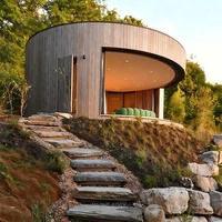 Cabaña Prefabricada de Lujo Personalizable, Casa Redonda con Estructura de Acero Ligero, Casa de Vacaciones, Hotel, Cabaña Redonda Prefabricada con Espejo