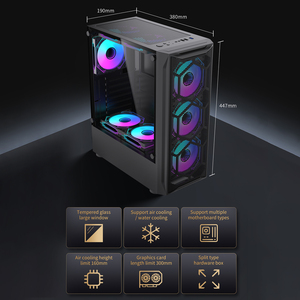 Boîtier de <span class=keywords><strong>PC</strong></span> de jeu Lovingcool ATX Full Tower avec panneau frontal en maille, côtés en verre trempé, prend en charge un radiateur de 240 mm, excellent flux d'air - Product Image 6