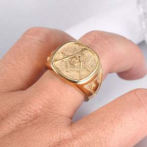 Anillos Masónicos de Acero Inoxidable 316 L para Hombre, Estilo Vintage, Sin Decoloración ni Deslustre, Joyería para Uso Diario - Product Image 4