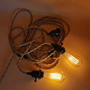 Tự Làm Cổ Điển Cắm Trong Treo Ánh Sáng Kit, Xoắn Sợi Dây Gai Dầu Ánh Sáng Mặt Dây Chuyền Phụ Kiện Dây Với Dimmer Chuyển Đổi Phù Hợp <span class=keywords><strong>E27</strong></span> - Product Image 5