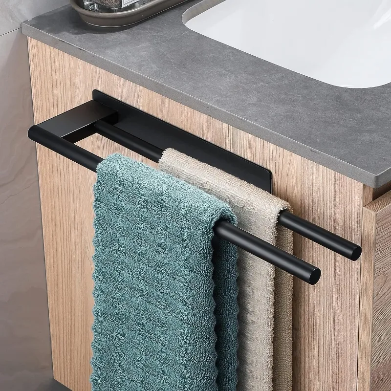 Badezimmer nicht perforiertes selbstklebendes Handtuchregal Halter 304 Edelstahl Küche doppelter Handtuchhalter