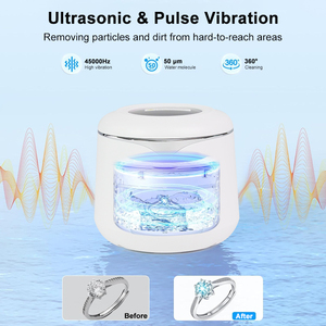 CE FCC gecertificeerde op maat gemaakte nachtbeugel, gebitsprothese, aligner reiniger, 45kHz huishoudelijke UV 200ml tandheelkundige ultrasoon reinigingspod - Product Image 5
