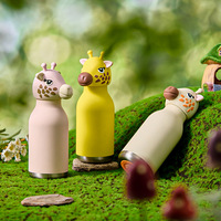 Vente en gros de gobelets isothermes pour enfants en acier inoxydable de 480 ml avec un design mignon de tête d'animal de dessin animé, portables, sans BPA, pour boissons chaudes/froides