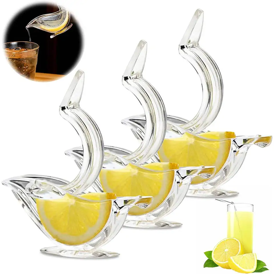 2023 Amazon Hot Selling Kitchen Gadgets Hand Bird Lemon Wedge Squeezer Acrylic Glass Manual Lemon Squeezer Clear Lemon Squeezer