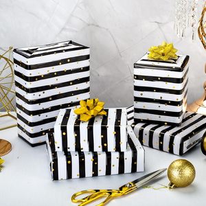 Fashion daily black and white striped polka dot gold foil gift card <b>glossy</b> cardstock packaging <b>paper</b> - Product Image 1