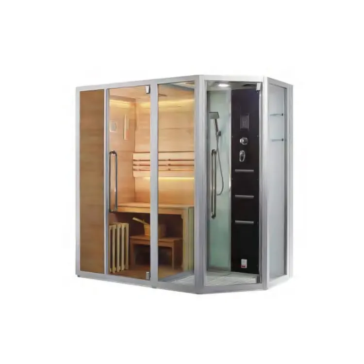 Professional Factory Wet And Dry Sauna Bath Indoor Steam Shower Room Tempered Glass Door