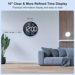 New Custom Battery <b>Digital</b> Color Alarm Snooze Brightness Adjustable Count Up/Down Remote Modern LCD ABS Material Circular <b>Clock</b> - Product Image 2