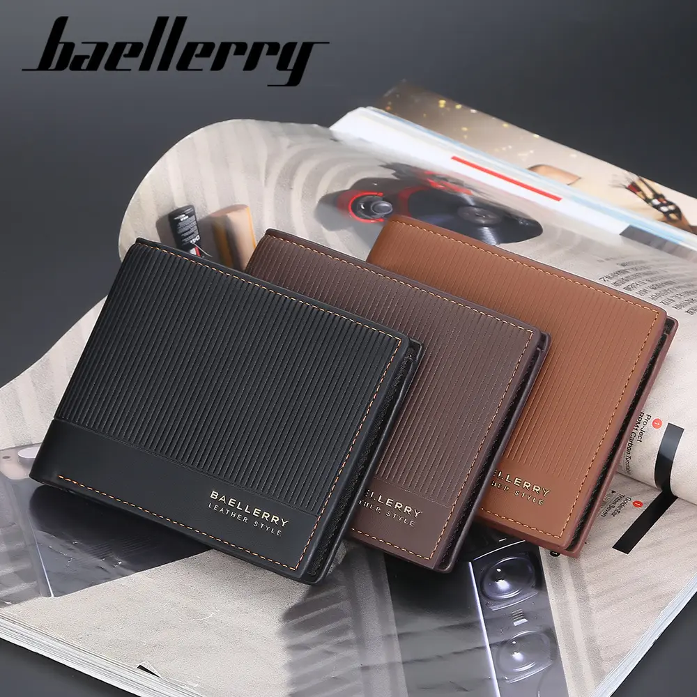 portafogli uomo wallet for men leather Bifold striped slims leather baellerry wallet black luxury dompet kulit rfid mens wallett