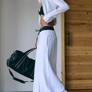 Custom Logo Eco-Friendly Breathable <b>Yoga</b> <b>Jacket</b> and Wide-Leg Sweatpants Super Versatile Zip-Up Classic Hood Set - Product Image 4