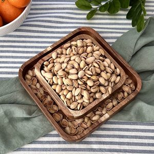 Tazón de madera para aperitivos de pistacho con almacenamiento de concha, soporte de plato doble, pedestal de tazón de tuerca para semillas de girasol, cacahuete, cerezas, Edamame - Product Image 3