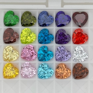 HQ đá quý Máy cắt tổng hợp hình trái tim Cubic Zirconia Stones 3x3 5x5 8x8 10x10 mét trắng màu xanh lá cây màu vàng đối với trang sức làm - Product Image 1