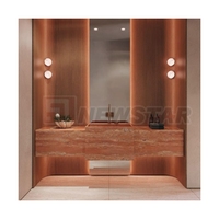 Évier de salle de bain en travertin rouge naturel, design personnalisé, prix de gros usine Newstar, à suspendre ou autoportant en marbre