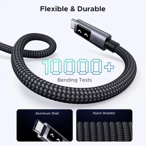 Câble de charge rapide USB-C vers USB-C <span class=keywords><strong>UGREEN</strong></span> Uno 100W <span class=keywords><strong>PD</strong></span> 5A 100cm avec affichage LED pour iPhone 17 16 15 - Product Image 2