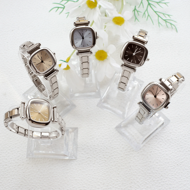 Italian Charm Bracelet Stainless Steel Square Watch Fashionable and Simple Men's and Women's Quartz Watch Bracelet Watch