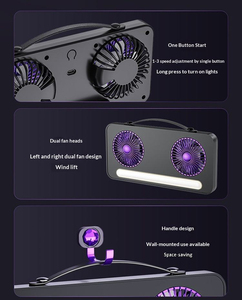 Nouveau ventilateur de bureau USB rechargeable avec double tête à grand débit d'air et format compact - Product Image 5