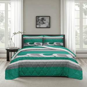 Lenzuola blu di fascia alta federe doppie coperte in microfibra tessuto per la casa copriletto con stampa trapuntata Set copriletto - Product Image 2