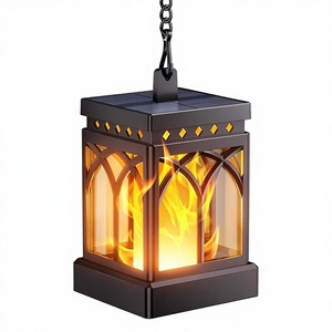 <span class=keywords><strong>KOOPER</strong></span> Lot de 4 lanternes solaires - Étanches, effet flamme vacillante, modes constants, à suspendre, décoration de jardin extérieur, source lumineuse LED, ABS - Product Image 1