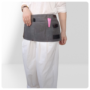 Tablier de travail en cire rétro personnalisé pour coiffeur esthéticienne outil taille coton toile cuir PVC PE nourriture peinture barbier broderie - Product Image 5