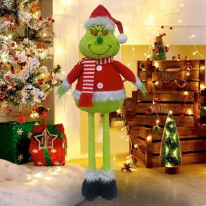 Figurine télescopique géante, nouveau design, monstre vert, ornement elfe pour la maison, extérieur, Noël, sacs en lin à carreaux - Product Image 1
