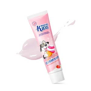 GMPC manufacturer 70g Gums care strawberry children toothpaste flavor vitamin C child flouride toothpaste for 3-12 years old