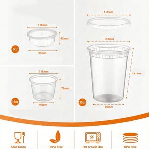 Contenants de stockage alimentaire en plastique de 16 oz avec couvercles, hermétiques, sans BPA, compatibles micro-ondes/lave-vaisselle/congélateur, fabriqués en Chine - Product Image 2