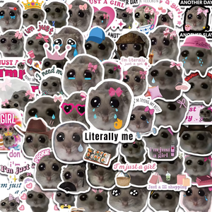 Autocollant en <span class=keywords><strong>vinyle</strong></span> imperméable et durable, motif souriant de hamster, souris mignonne, amusant, écologique, esthétique, Kawaii, pour ordinateur portable et bagages - Product Image 2