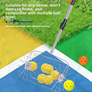 Newchance Ramasseur de balles de pickleball en acier inoxydable réglable, grande capacité, rouleau épais à pousser à la main, portable - Product Image 2