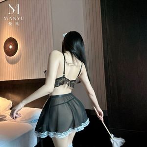 Sexy maid outfit, lace see-through lingerie, role-playing, passionate sleepwear for women 9689 - Product Image 3