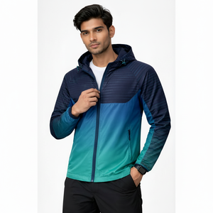 Custom Front Hooded Winter <b>Mens</b> Windproof Waterproof Windbreaker <b>Jacket</b> Plus Size Outdoor Sports Breathable Eco-Friendly Nylon - Product Image 1