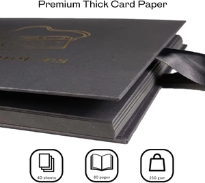 <span class=keywords><strong>Album</strong></span> photo DIY <span class=keywords><strong>noir</strong></span> avec feuille d'<span class=keywords><strong>or</strong></span>, 80 pages, livre de souvenirs, couverture artisanale en kraft - Product Image 3