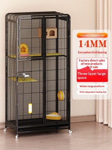 Grande <span class=keywords><strong>cage</strong></span> rectangulaire à trois étages en acier au carbone et en fer pour animaux de compagnie (écureuils, visons, hamsters, chinchillas) - Product Image 1