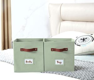Có thể gập lại PU xử lý không dệt vải kệ tủ quần áo đồ chơi quần áo Cube lưu trữ Thùng với nhãn chủ sở hữu hình dạng vuông - Product Image 6
