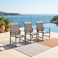 Ensemble bistrot J&M Outdoor 5 pièces, table de jardin en verre trempé imperméable, meubles de patio empilables, ensembles de tables à manger durables pour l'extérieur