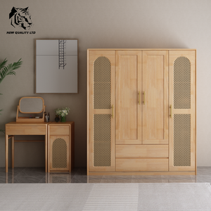 factory supply great price customized logo huge stock dropshipping armoire new design bedroom furniture wood rattan <b>wardrobe</b> - Product Image 5
