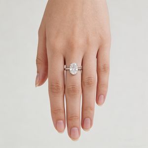 Design <span class=keywords><strong>classico</strong></span> stile <span class=keywords><strong>solitario</strong></span> 18k oro massiccio Hpht Cvd ovale laboratorio sviluppato diamante 0,6ct 1ct - Product Image 6