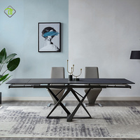Ensemble table et chaises de salle à manger scandinave, table de salle à manger en ardoise de luxe léger, table de salle à manger rectangulaire moderne et simple en céramique pour la maison