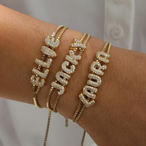 Mini bracelet à breloques en forme de lettres de l'alphabet <span class=keywords><strong>anglais</strong></span> en forme de bulles DIY, 26 lettres, plaqué or pour femmes, accessoires tendance en laiton - Product Image 1