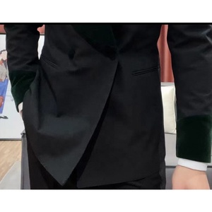 Nouveau manteau à col de fruits verts pour hommes, en velours, à la mode, costume d'épissure de mariage, Slim adapté - Product Image 3