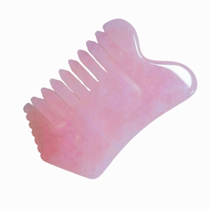 Peigne Guasha en quartz rose naturel, peigne de massage multifonctionnel en cristal pour le cuir chevelu, le visage, le corps, le grattage des points d'acupuncture - Product Image 5