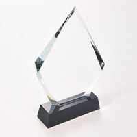 Meilleure plaque en cristal transparent de Chine, base noire à angle acuté, respirante, personnalisable, portable, gravée, polie, trophée, récompense