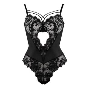 Women's Lace <b>Bodysuit</b> <b>Red</b> Sexy Cross Strap Buttock Lift Stretch Fabric - Product Image 5