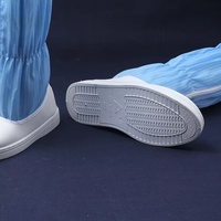Botas de Trabajo Antiestáticas ESD Personalizadas, Industriales, Resistentes al Polvo, con Parte Superior de Cuero Azul Reutilizable y Suela de TPU, Unisex, para Laboratorio y Cuarto Limpio