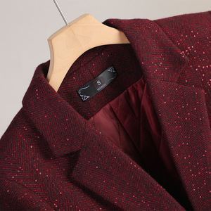 Women's Wool Blazer Red Solid Color Padded Anti-shrink Petite Fit - Product Image 4