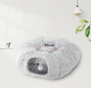 Pluche Kattentunnel Met Bed Geschikt Voor Indoor Multifunctioneel Kattenspeelgoed Voor Kleine Middelgrote Grote Katten - Product Image 3