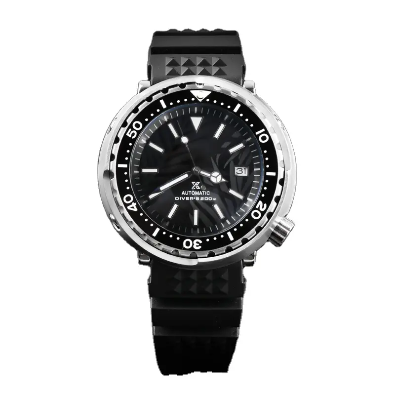 男性用時計NH35/36サファイアガラスマグロケースステンレススチールサファイアガラスグリーンルミナス自動機械式腕時計