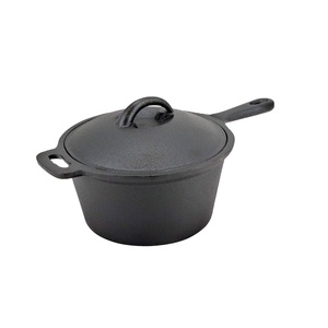 Marmite et casserole de camping en <span class=keywords><strong>fonte</strong></span> pré-assaisonnée Geovein avec poignée et couvercle en fer - Product Image 1