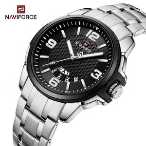 Montre NAVIFORCE 9215 pour homme, argent et bleu, quartz, acier inoxydable, étanche, affichage du calendrier et de la semaine - Product Image 4
