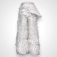 DiZNEW Jeans Y2k Homme en Gros, Pantalon Cargo Baggy Blanc à Coutures Lourdes avec Ceinture, Fabriqué en Chine
