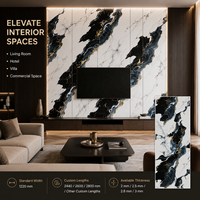 Panneau mural moderne en PVC imperméable à haute brillance MORLENX, imitation marbre UV agate noir et blanc, pour bureaux, bâtiments, divertissements et commerce